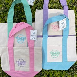 Trader Joe’s Easter Tote Bags Pink & Purple Set of 4 | Sold Out Spring Tote Bags